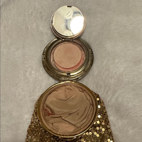 Gold Mesh & Rhinestones Compact Wristlet Purse
